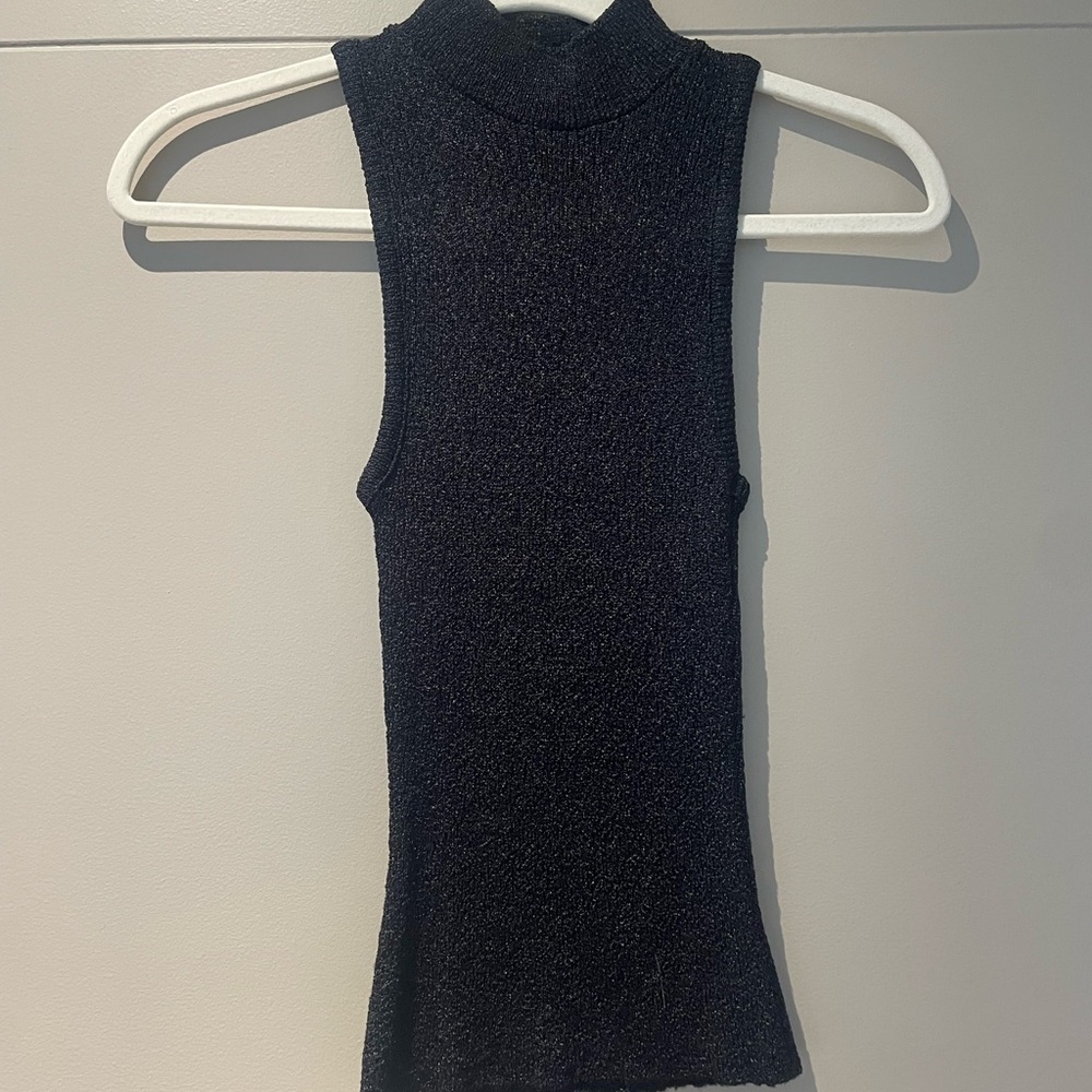 Vintage Black Fitted Sleeveless Tank Top